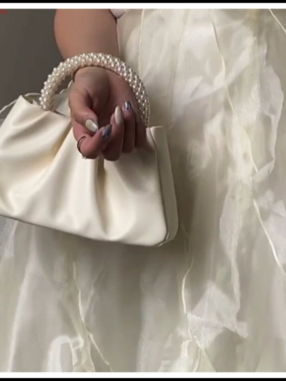 Pearl Clutch Evening Bag Wedding Party Purse with Pearl Handle - Picture 2 of 6